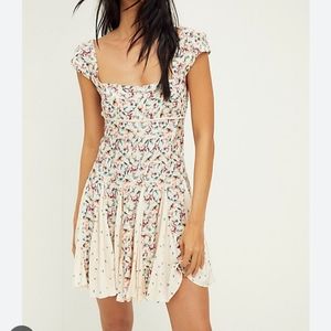 Free People Ponderosa Cutout Back Minidress in Peach Small